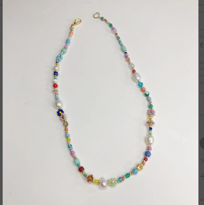 Beaded <b>daisy</b> flower necklace Handmade Alexandrite Birthstone Necklace - Product Image 2