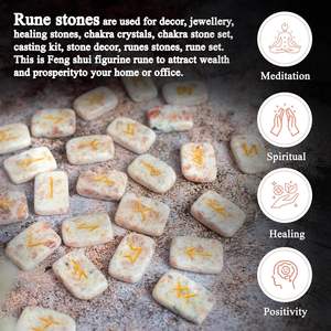 Kit de runes de pierre de soleil polie-Cristaux gravés rectangulaires pour la méditation et l'orientation-Cristaux de divination et de divination - Product Image 5