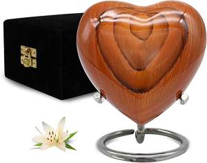Urna de Cremación de Madera Metálica con Forma de Corazón para Cenizas Humanas, Diseño Conmemorativo, Contenedor de Cenizas Funerarias, Recuerdo - Product Image 1
