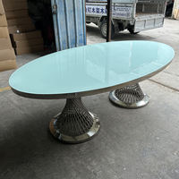 Vente en gros de meubles de salle à manger modernes pour fêtes et banquets, table de mariage ronde en acier inoxydable avec centre doré