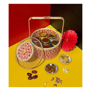 Cesta de bambú hecha a mano tradicional con colores para regalos y exhibición Tet - Product Image 5