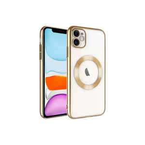 Étui de chargement sans fil Netzy Luxury pour MagSafe pour iPhone 11 14 Plus en or, coque de protection rigide en PC avec design givré - Product Image 1