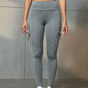 Mallas Cargo para mujer Pantalones de Yoga de gimnasio de cintura alta Pantalones Cargo elásticos de entrenamiento con múltiples bolsillos - Product Image 3