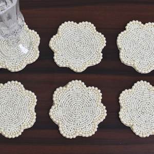 MS HANDICRAFT Handmade Classic Beaded <b>Coasters</b>-Portable <b>Drink</b> <b>Coasters</b> Polyester Backing (4x4 Inch) for Church Religious Gifts - Product Image 3