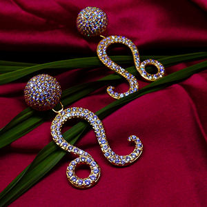 Wedding Wear 925 Sterling Silver Chapado en oro Vermeil White Topaz Gemstone Women Wear Charm Earring - Product Image 2