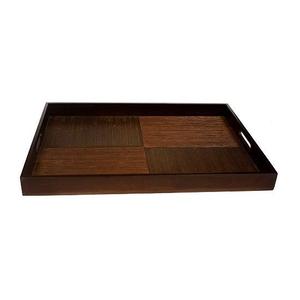 Bandeja de servir rectangular de diseño elegante en madera con acabado en nogal y asas para uso en la cocina a bajo precio. - Product Image 5