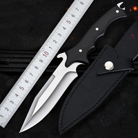 Couteau de chasse, de survie et de camping professionnel, fait main, en acier Damas, lame à pointe tombante, manche en bois, haute qualité, OEM