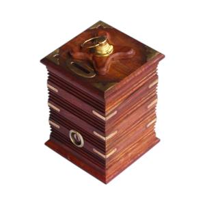 Tirelire en bois faite à la main de haute qualité écologique avec incrustations décoratives en laiton et serrure à clé sécurisée pour les économies et la décoration intérieure - Product Image 1