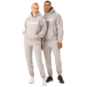 Conjunto de chándal extragrande unisex de 2 piezas de algodón polar de invierno con logotipo personalizado con Sudadera con capucha y pantalones de chándal, ropa deportiva transpirable de secado rápido - Product Image 2