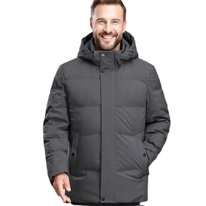 <b>Men's</b> Winter <b>Puffer</b> Jacket <b>Long</b> Quilted <b>Coat</b> Thick Stand Collar Zip-Up Front Logo Casual - Product Image 1