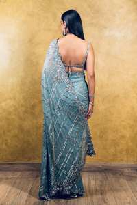 ÚLTIMOS SAREES DE GEORGETTE DE SEDA DE DISEÑO PARA FIESTAS Y OCASIONES ESPECIALES CON LENTEJUELAS Y TRABAJO LISO PARA MUJER - Product Image 3