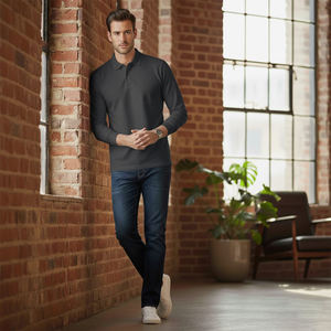 Camiseta Deportiva QASWA QS-MPS-013 para Hombre, Premium, Manga Corta, Tejido de Punto, 180g, Transpirable, Casual y Cómoda, Color Gris Oscuro - Product Image 4