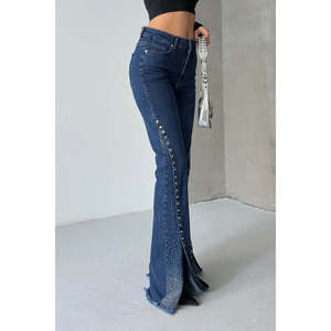 Jeans à ourlet fendu 7102 - Délavage foncé uni - Product Image 5