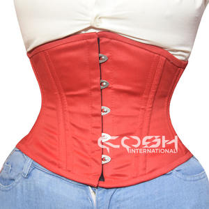 Corset de maintien de la taille, torse court, coton rouge, serrage serré - Product Image 3