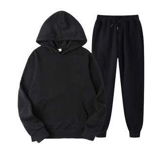 Ensemble sweat-shirt et pantalon d'hiver pour homme, coupe slim, tendance, unisexe, jogging décontracté, survêtement, 100% coton, polaire, taille élastique - Product Image 1