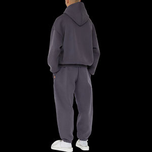 Ensemble survêtement unisexe en molleton de coton épais, coupe oversize et ample, avec sweat à capuche à épaules tombantes, style décontracté et tendance pour l'hiver - Product Image 5