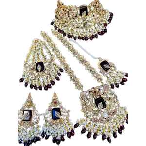 Estilo elegante Chapado en oro alto Ropa de fiesta Kundan Joyería Kundan Collar corto Estilo Chapado en oro Moda para mujer Boda - Product Image 1