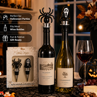 Boîte cadeau Halloween Araignée Fantôme, en stock, faible MOQ, vente en gros, accessoires de fête et de bar, ensemble de bouchons de bouteille de vin