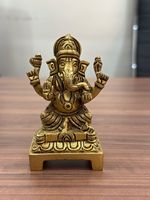 Idoles de Ganesha sur mesure 100 % laiton, tailles 6 pouces, imitation antique brute, portables pour les temples domestiques, les maisons et les magasins, pour la revente