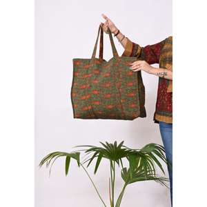 Quilted <b>Floral</b> Print <b>Tote</b> <b>Bag</b> for Women Hand Carry Shoulder <b>Bag</b> with Two Straps for Year-Round Shopping-Summer Autumn Winter - Product Image 2