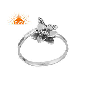 Anillos de diseño floral de piedras preciosas Cz naturales de plata esterlina oxidada más vendidos, fabricante de joyería personalizada - Product Image 1