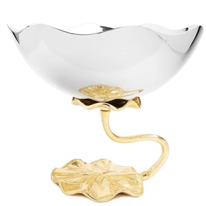 Base de diseño de flor de loto de último diseño con cuenco pulido brillante, cuenco decorativo para mesa de casa, platos para servir Chocolate a la venta - Product Image 1