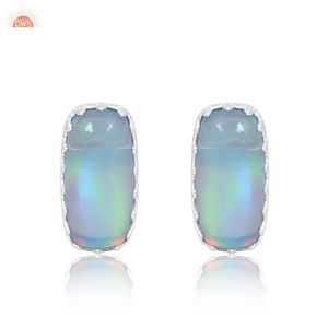 Aurora Opal Sky Shape Beautiful Doublet Gemstone Coussin Shape 925 Sterling Silver Studs For Girls Jewellery Manufacturer - Product Image 1