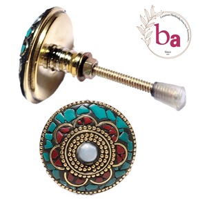 Boutons perlés en pierre mosaïque de style industriel poignées d'exportation de qualité pour armoires tiroirs placards chambres commodes cuisines - Product Image 1