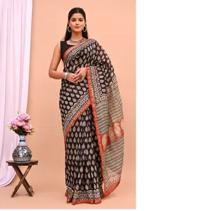 custom made printed cotton and silk sarees ideal for resale by fashion designers and saree stores available in a large range