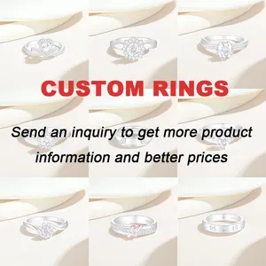 ユニークなジュエリーシンプルなオリジナルリングフィンガー925スターリングシルバーCzエンゲージメントキュービックジルコニア結婚指輪女性用
