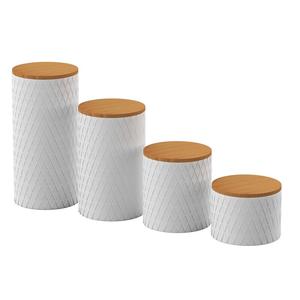 Boîte en métal de couleur blanche Ensemble de quatre conteneurs de conception faite à la main d'excellente qualité - Product Image 1