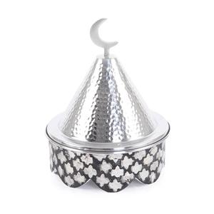 Plat de service en aluminium et acier de haute qualité avec des dattes de pot de travail en nacre en bois et un pot de service de fruits secs - Product Image 3