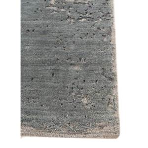 Tapis rectangulaire en laine et soie de bambou noué à la main Kavi Blue, design Théorie du Chaos, couleur unie, pour la maison et les couloirs - Esk-316 - Product Image 4