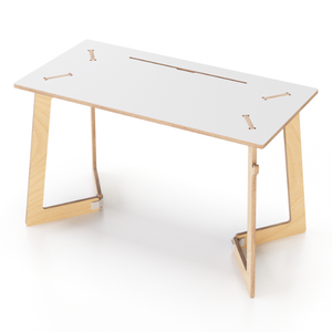 Escritorio de oficina convertible modular Esposit moderno con tela ecológica en madera contrachapada de abedul para uso comercial - Product Image 4