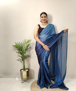 Superbe saree en georgette pour femme avec chemisier fantaisie prêt à l'emploi pour fête de mariage sari/sari/shari - Product Image 4