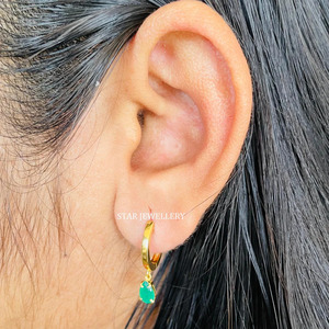 Pendientes de Aro de Oro Rosa Sólido de 14K con Diamantes, Joyería Fina, Regalo - Product Image 2