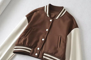 Custom Women's Cotton Varsity Jacket New Crop Top Style Winter Collection Knitted Processed - Product Image 4