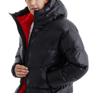 Chaqueta acolchada de invierno para hombre, abrigo ligero con capucha y cierre de cremallera, prendas de vestir exteriores resistentes al viento y al agua - Product Image 3