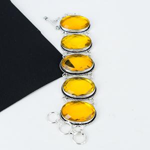 Miel Topaze Gemme Fait À La Main 925 Bracelet En Argent Sterling Miel Topaze Bracelet Bijoux Bracelet Cadeaux pour Amour, femme Porter - Product Image 3