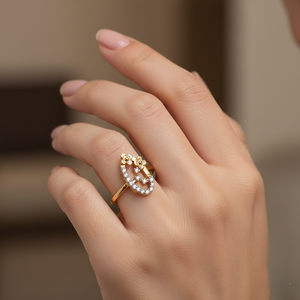 แหวนเพชรลายดอกไม้สไตล์วินเทจสีโรสโกลด์ดีไซน์ใหม่สำหรับผู้หญิงและเด็กผู้หญิง-ของขวัญวันครบรอบสุดอินเทรนด์ - Product Image 3