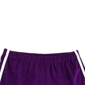 Purple Women Sports Fitness Running <b>Shorts</b> With White Piping Soft Stretch Fabric Comfortable Activewear Gym Training Bottoms - Product Image 2