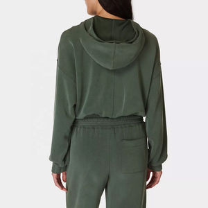 2025 Top corto de peso pesado personalizado Sudadera con capucha de poliéster/mezcla de algodón Jersey de talla grande sudadera de lana transpirable con capucha para mujer - Product Image 2