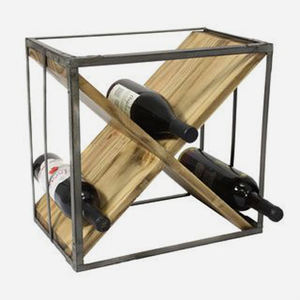 Estante de vino de Metal y madera de primera calidad, soporte para vino, organizador de mesa con recubrimiento de polvo negro, Mostrador de comedor, estante para botellas de vino - Product Image 1