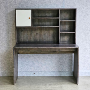 FD68055 Solid Wood Study <b>Desk</b> Bookshelf Drawer 120x60x140cm Laptop PC Table for Bedroom Hotel <b>Simple</b> Design Style-Rubber Wood - Product Image 4