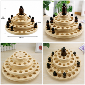Wooden Essential Oil <b>Storage</b> <b>Rack</b> 3-Layer Round 7.8 Inches 360 Rotating Standing Type Minimalist Design for Bathroom Use - Product Image 5