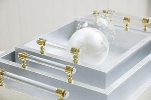 ถาดเคลือบแล็กเกอร์ตกแต่งหรูหราถาดเสิร์ฟทรงสี่เหลี่ยมผืนผ้าสีโลหะทำด้วยมือสำหรับโต๊ะอาหารตกแต่งบ้าน - Product Image 3