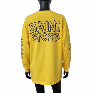 Premium cotton jersey long sleeve <b>t</b> <b>shirt</b> mustard <b>yellow</b> soft feel rhinestone heat transfer custom logo long sleeve <b>shirt</b> Cotton - Product Image 2