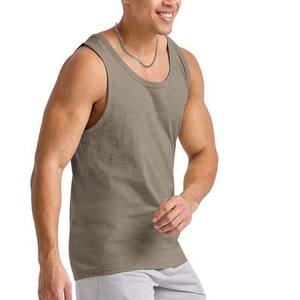 Couleur unie personnalisée vêtements pour hommes débardeurs Gym Fitness décontracté haute rue porter coton respirant chemises d'entraînement hommes débardeurs - Product Image 4
