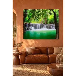 Impression sur toile de la cascade en terrasses et de la piscine émeraude dans la forêt verte de Fida - Product Image 3