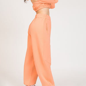 <b>Women's</b> Solid Color Elastic Waist Flat Front Oversized Baggy Sweatpants <b>Joggers</b> Breathable 100% Cotton Fleece Casual Winter - Product Image 3